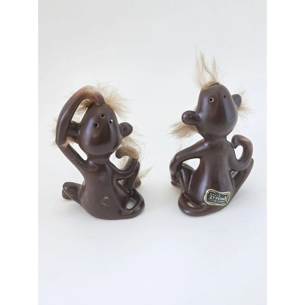 Vintage Norcrest Japan Monkey Salt & Pepper Shakers‎ Anthropomorphic H561 w/Tags